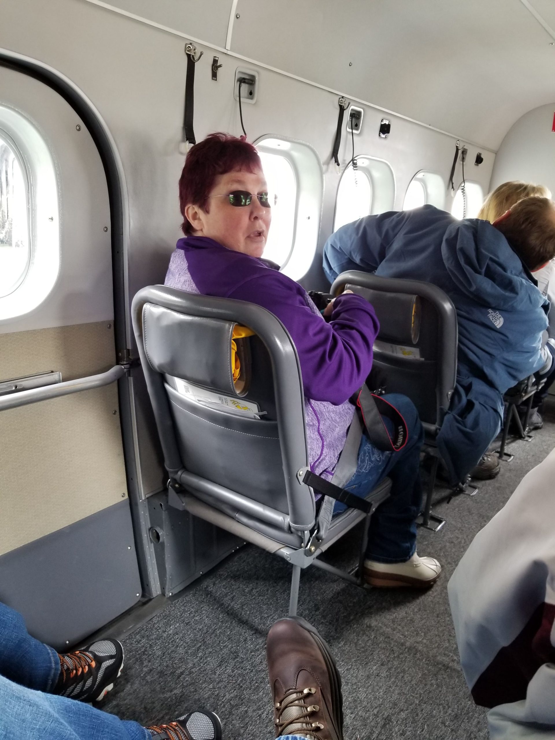 Woman on an airplane